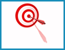Red and white target with an arrow in the bullseye.